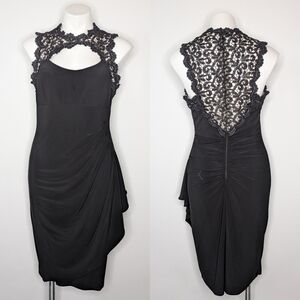 Vintage Cache black shimmer lace cutout sleeveless dress 10